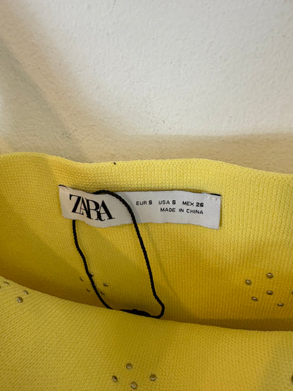 ZARA. Top amarillo perlas T.s