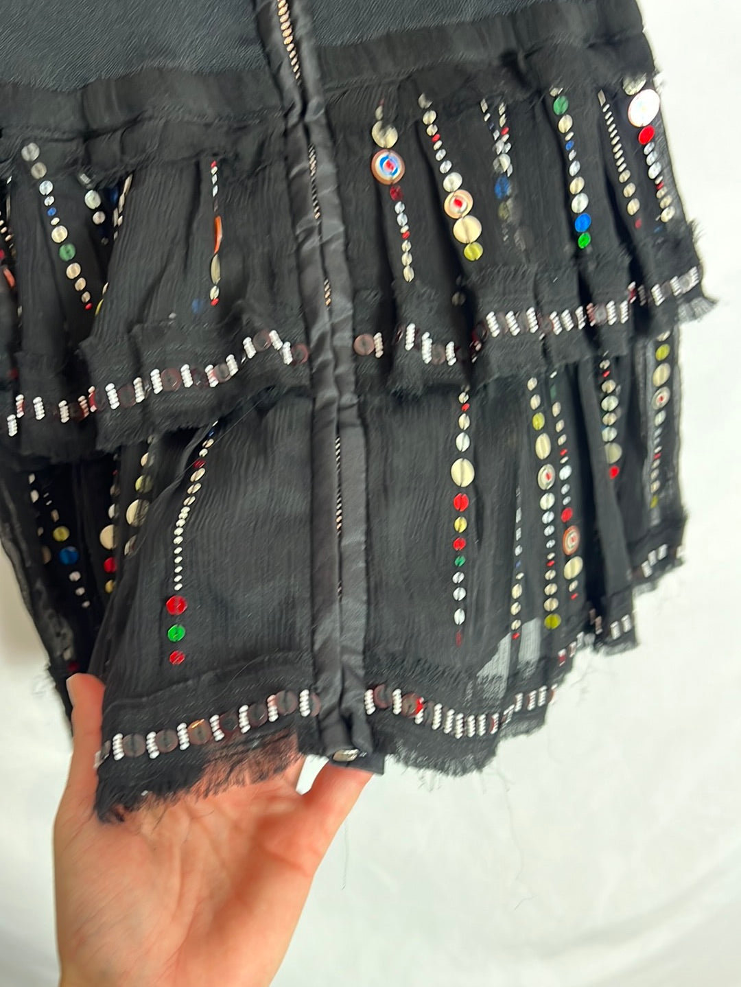 ISABEL MARANT. Falda seda lentejuelas. T 38