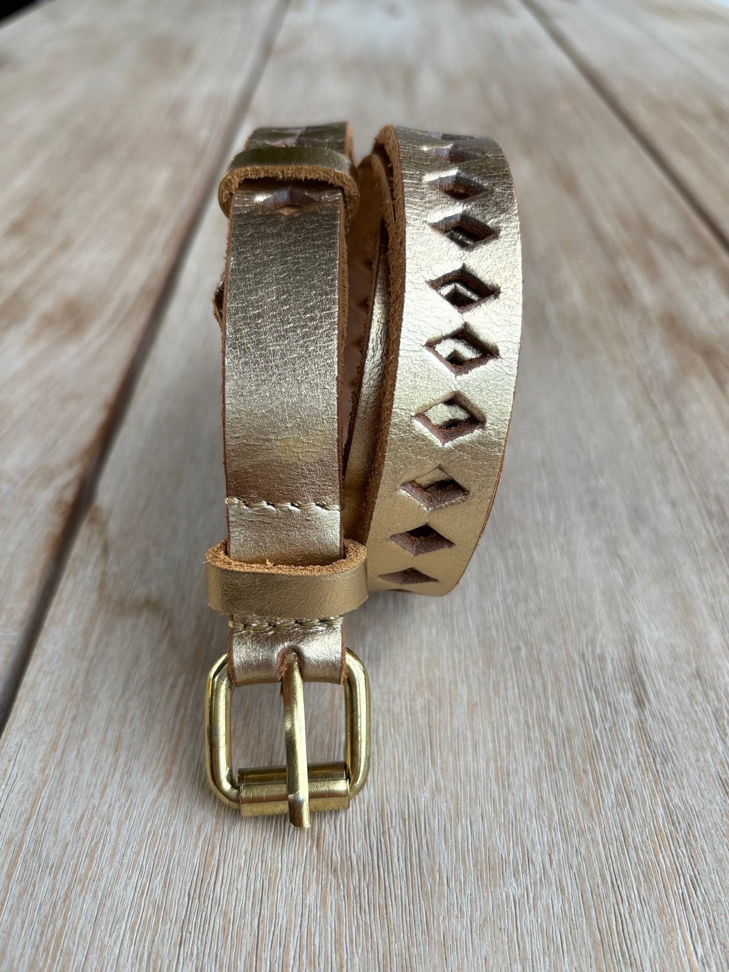 Petite Mendigote. Gold leather belt. Size 1 (S)