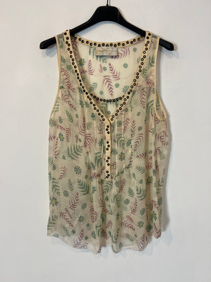 ZADIG &amp; VOLTAIRE. Printed silk top with stud detail. TS (Tare)