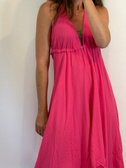 THE LAMU COLLECTION. Vestido asimétrico rosa fucsia. T U (M/L)