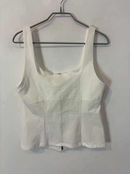 MANGO. Top blanco con detalle de cremallera