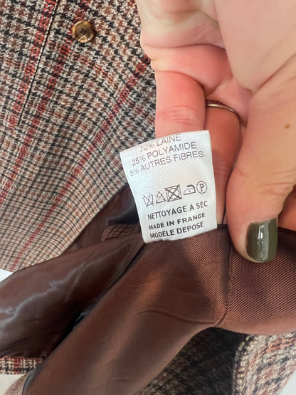 LA PETIT FRANCAISE. Abrigo lana cuadros. T 36