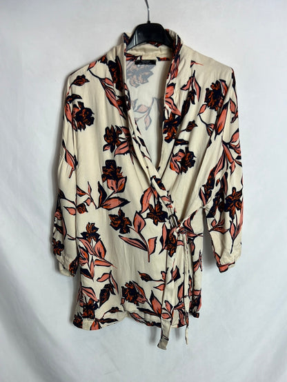 PARFOIS. Beige floral blazer/blouse Tu (s/m)