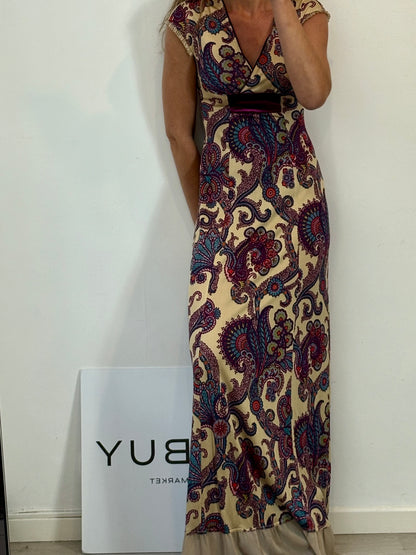 MONOPLAZA. Vestido largo estampado seda