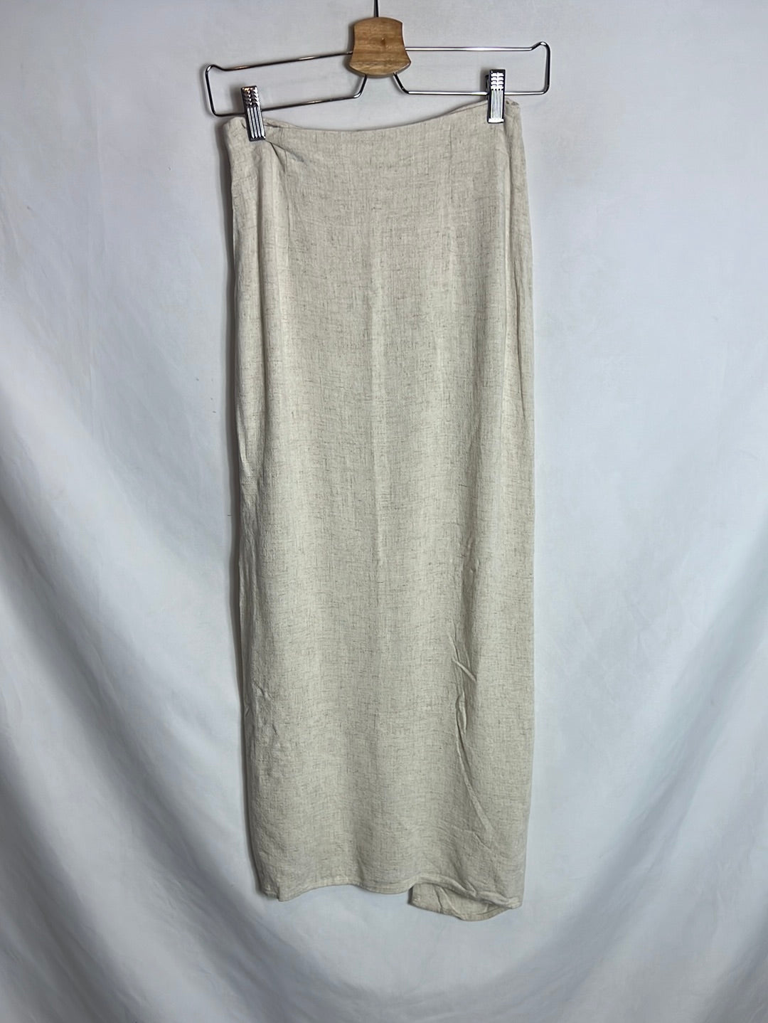 STRADIVARIUS. Marbled linen effect midi skirt. T 34