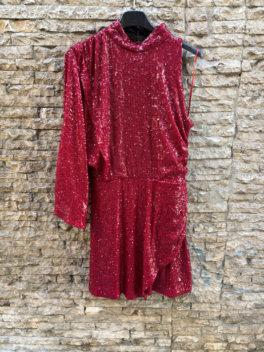 ZARA. Vestido lentejuelas asimétrico