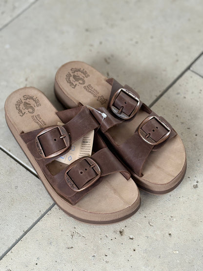 FANTASY SANDALS. Sandalia piel marrón hebillas. T 40
