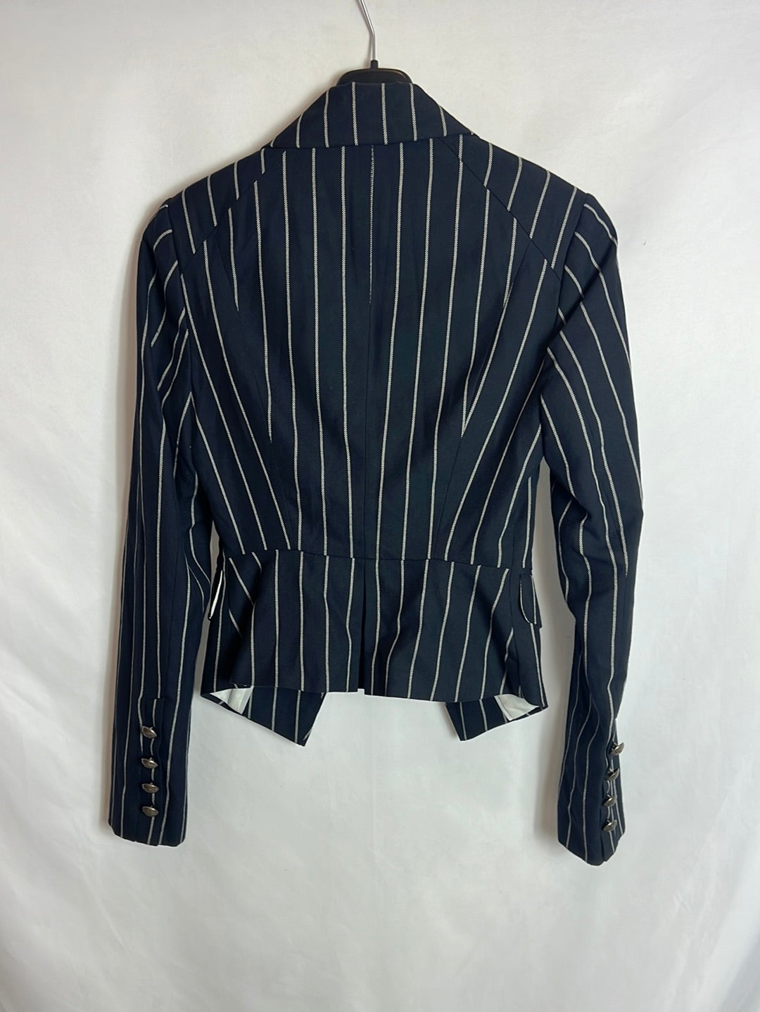 TOPSHOP. Asymmetrical blue striped jacket. TS