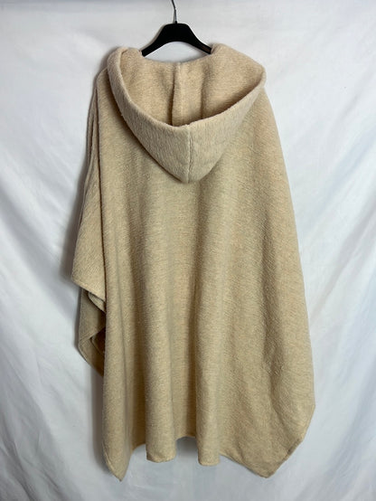 ZARA. Beige hooded poncho. TM