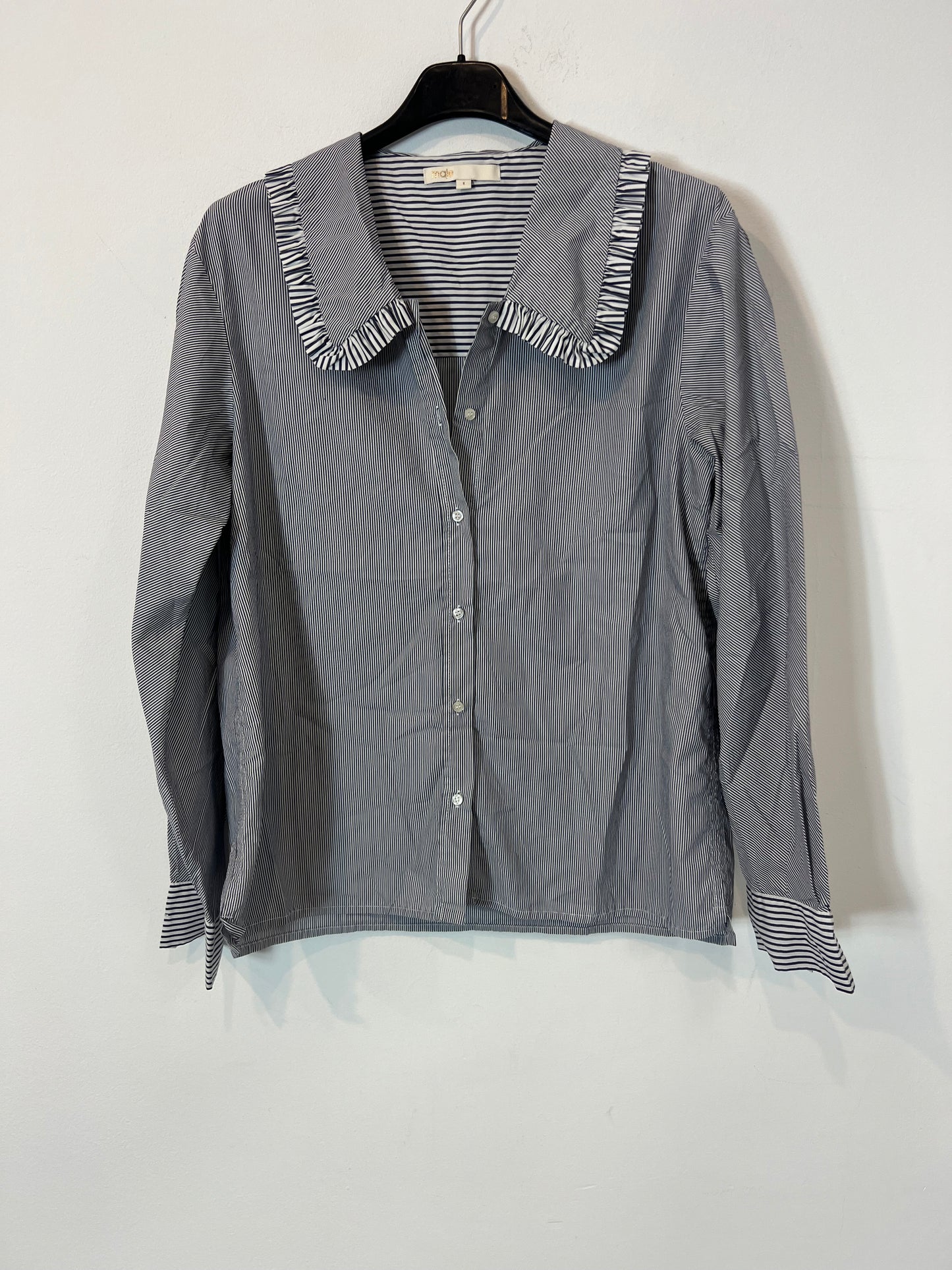 MAJE. Blue striped blouse with collar detail. Size 1 (S)