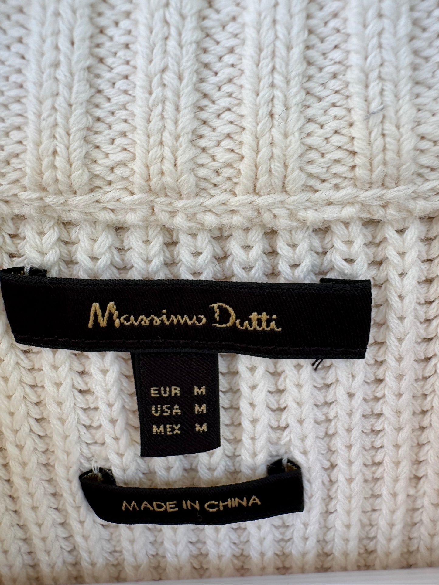 MASSIMO DUTTI. Top punto beige claro. T M