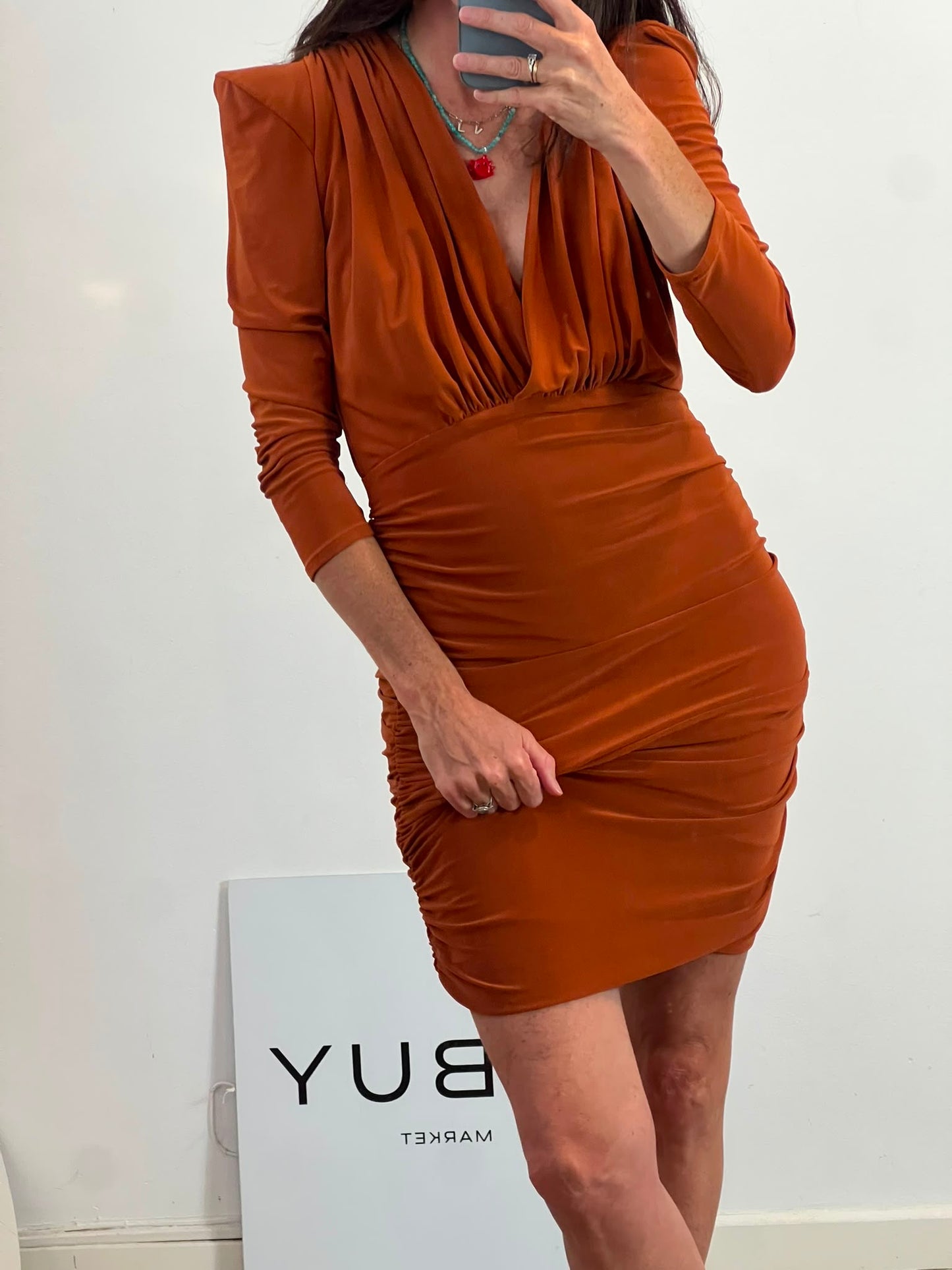 MERYFOR. Vestido corto punto seda caldero