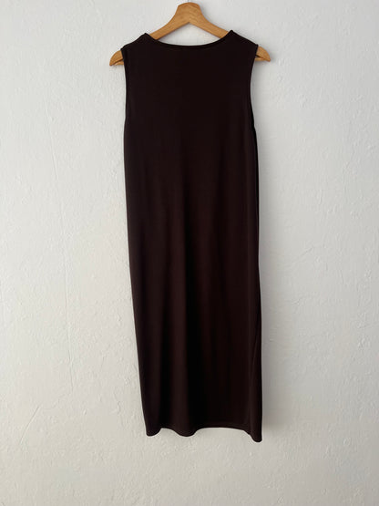 ZARA. Vestido marrón detalle delantero  T.m