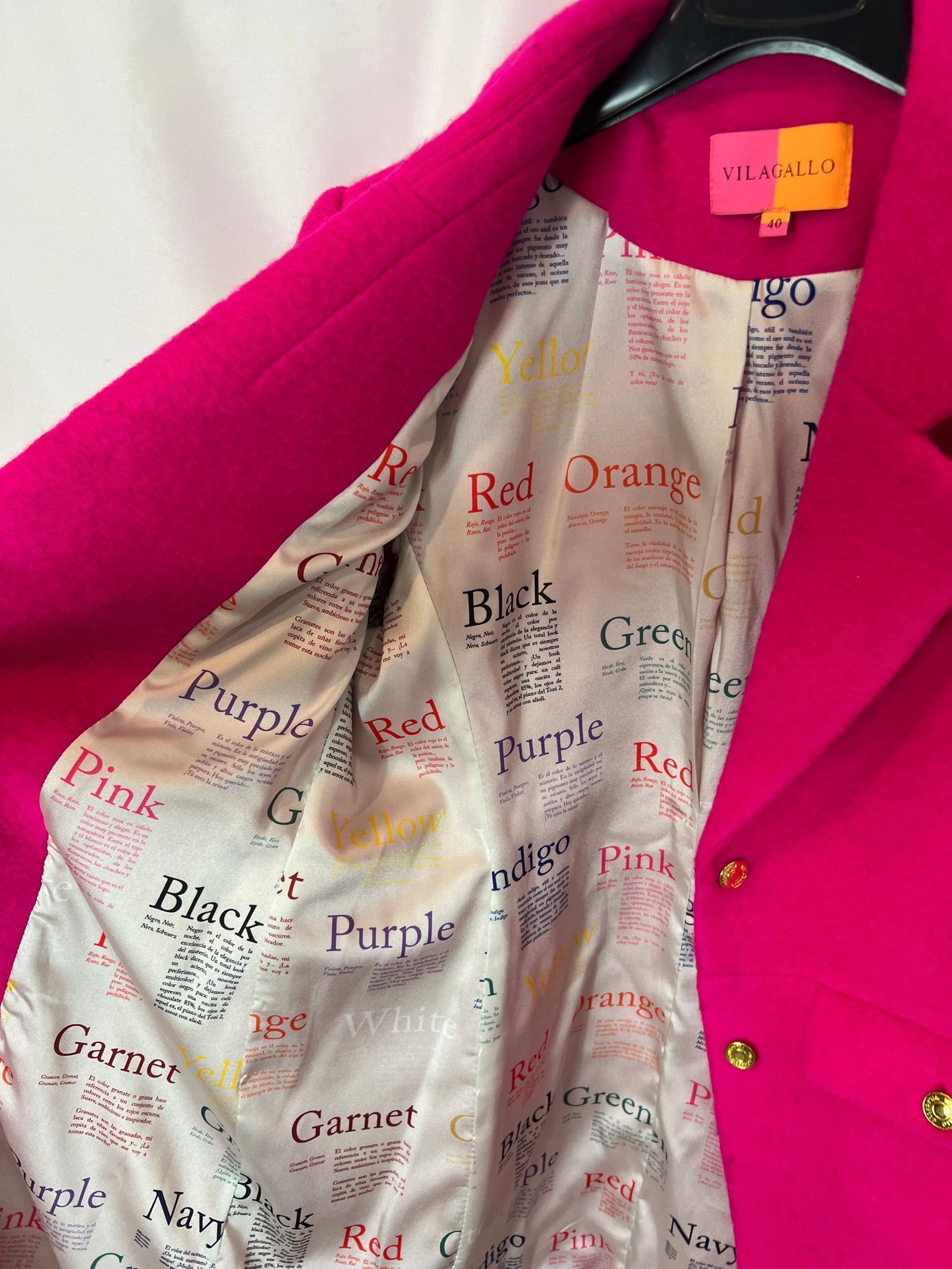 VILAGALLO. Abrigo lana fucsia. T 40