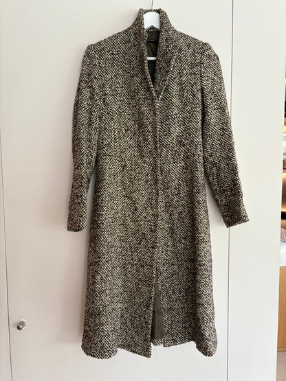 ROBERTO TORRETTA. Abrigo verde jaspeado lana