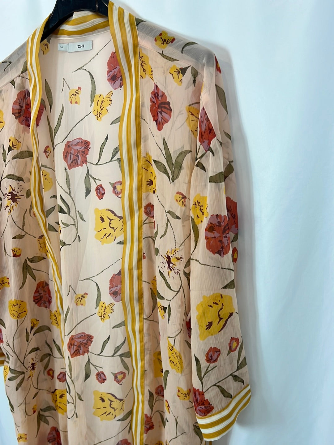 ICHI. Semi-sheer kimono with flowers TM/L