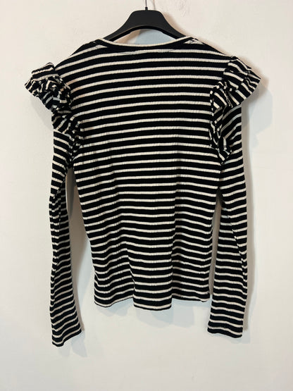 ZARA. Top canalé rayas detalle hombros. T M