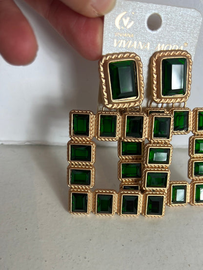 OTRAS. Pendientes dorados y verdes