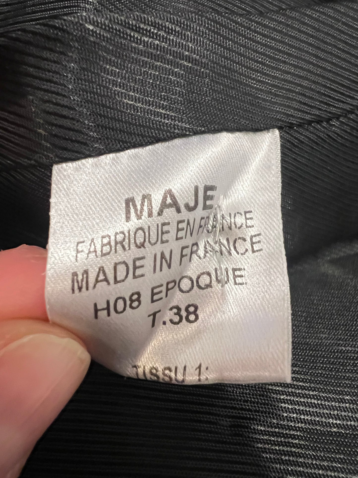 MAJE. Blazer textura solapa negra. T 38 (tara)