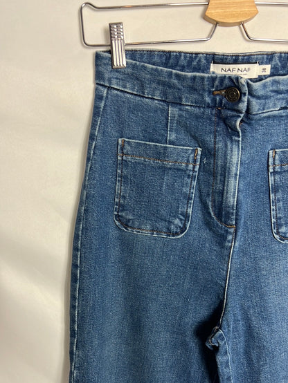 NAF NAF. Denim retro pata ancha. T 38