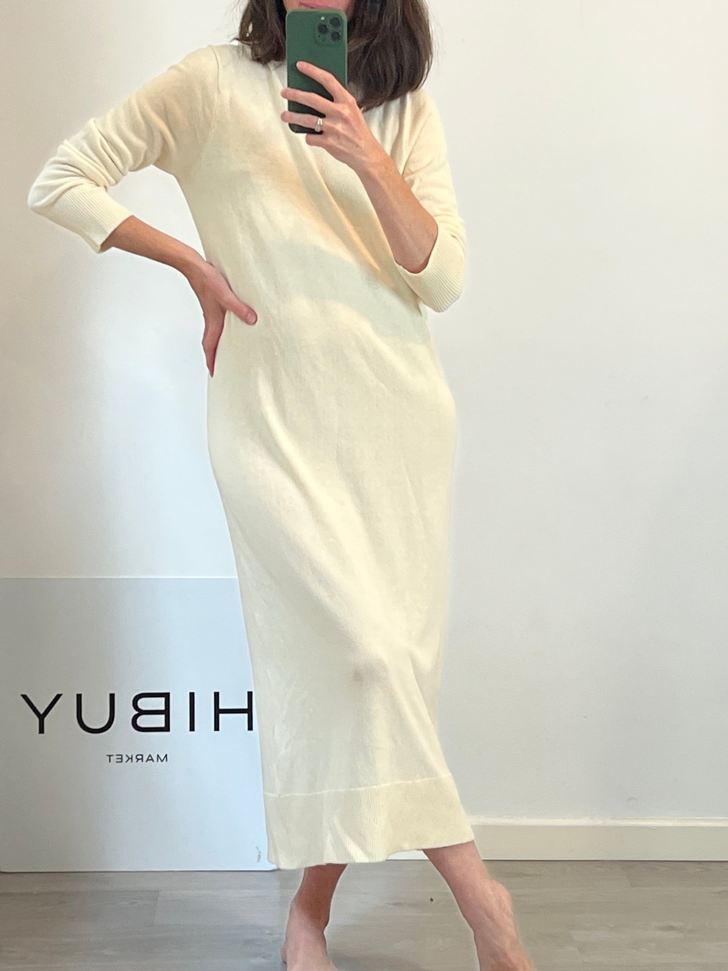 ZARA. Vestido punto beige T.m