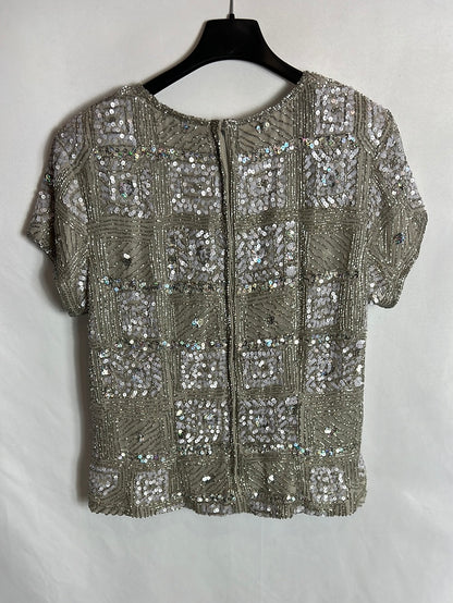 NOLY FUENTES. Top lentejuelas y pedrería. T L