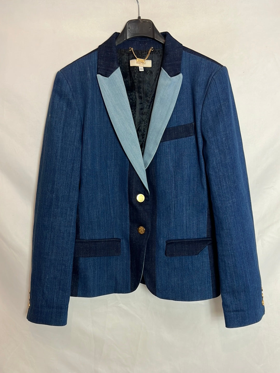 ANGELO MARANI. Tricolor denim blazer. T 44 (L)