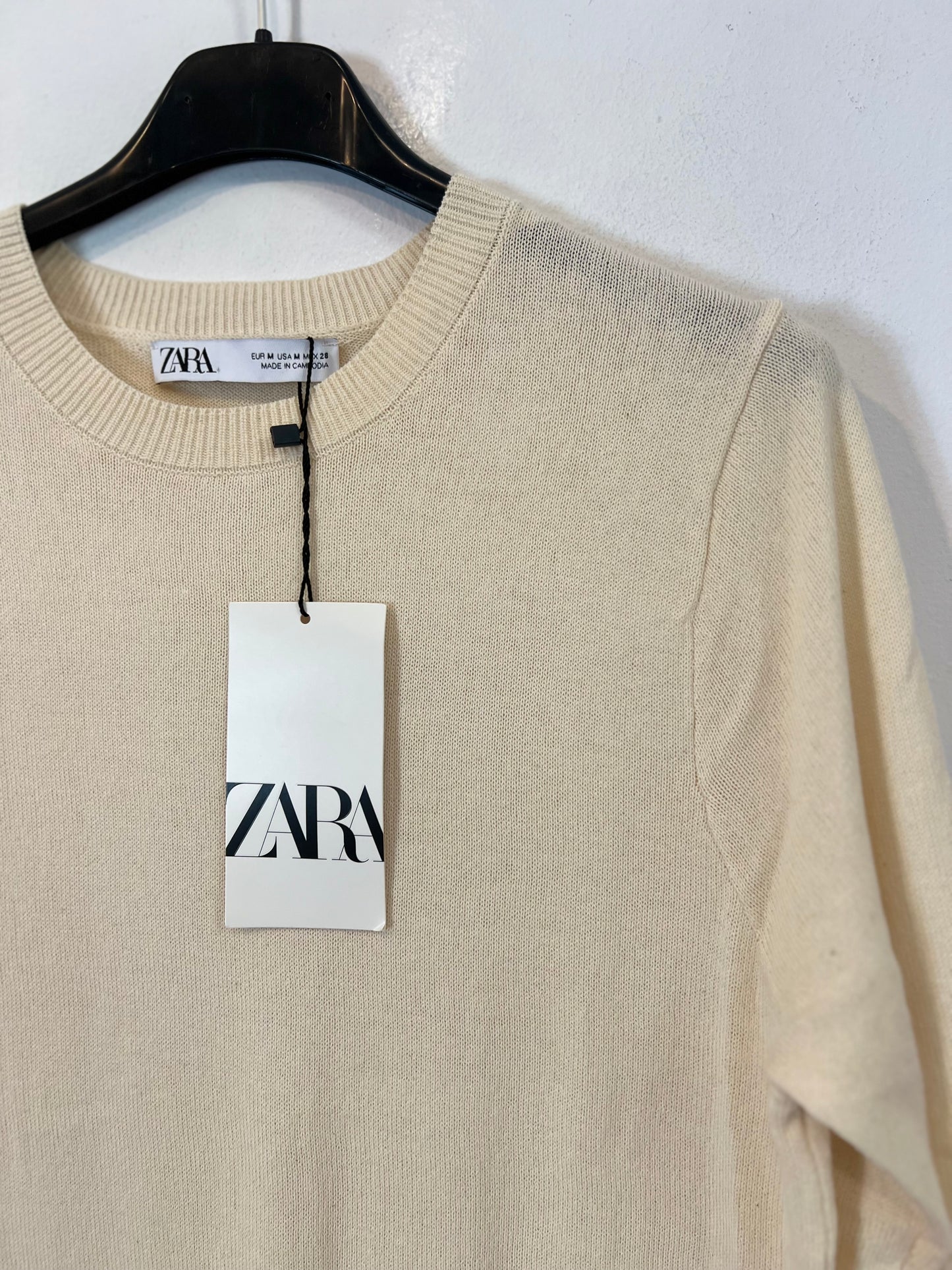 ZARA. Vestido punto beige T.m