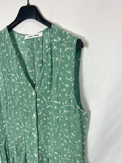 SAMSOE SAMSOE. Vestido mido verde flores T.s