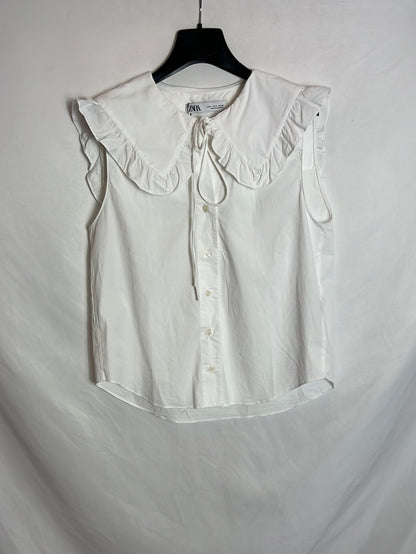 ZARA. Camisa blanca cuello bebé T.s