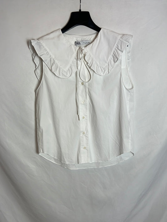 ZARA. Camisa blanca cuello bebé T.s