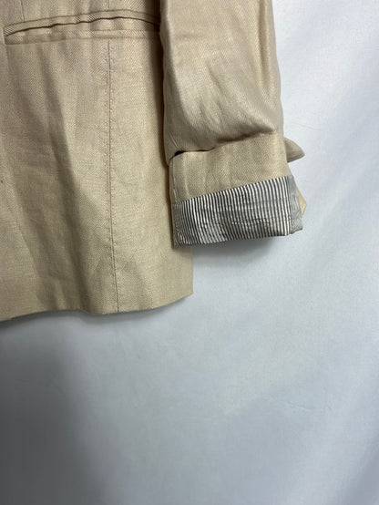 MASSIMO DUTTI. Blazer lino beige textura. T 42