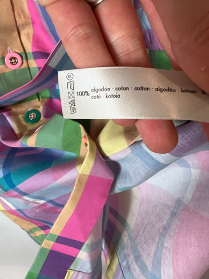 UTERQÜE. Vestido camisero cuadros T.s