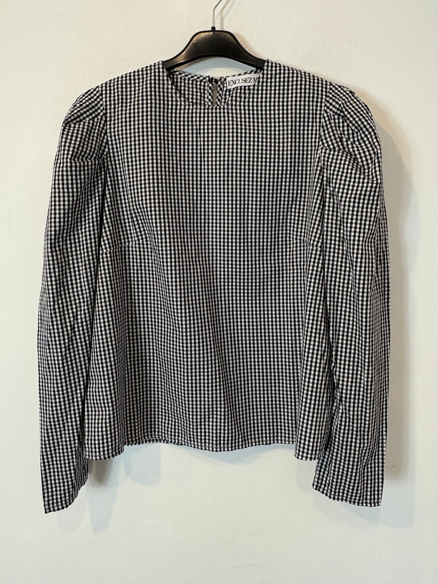 EXCUSEZ MOI. Blusa vichy detalle mangas