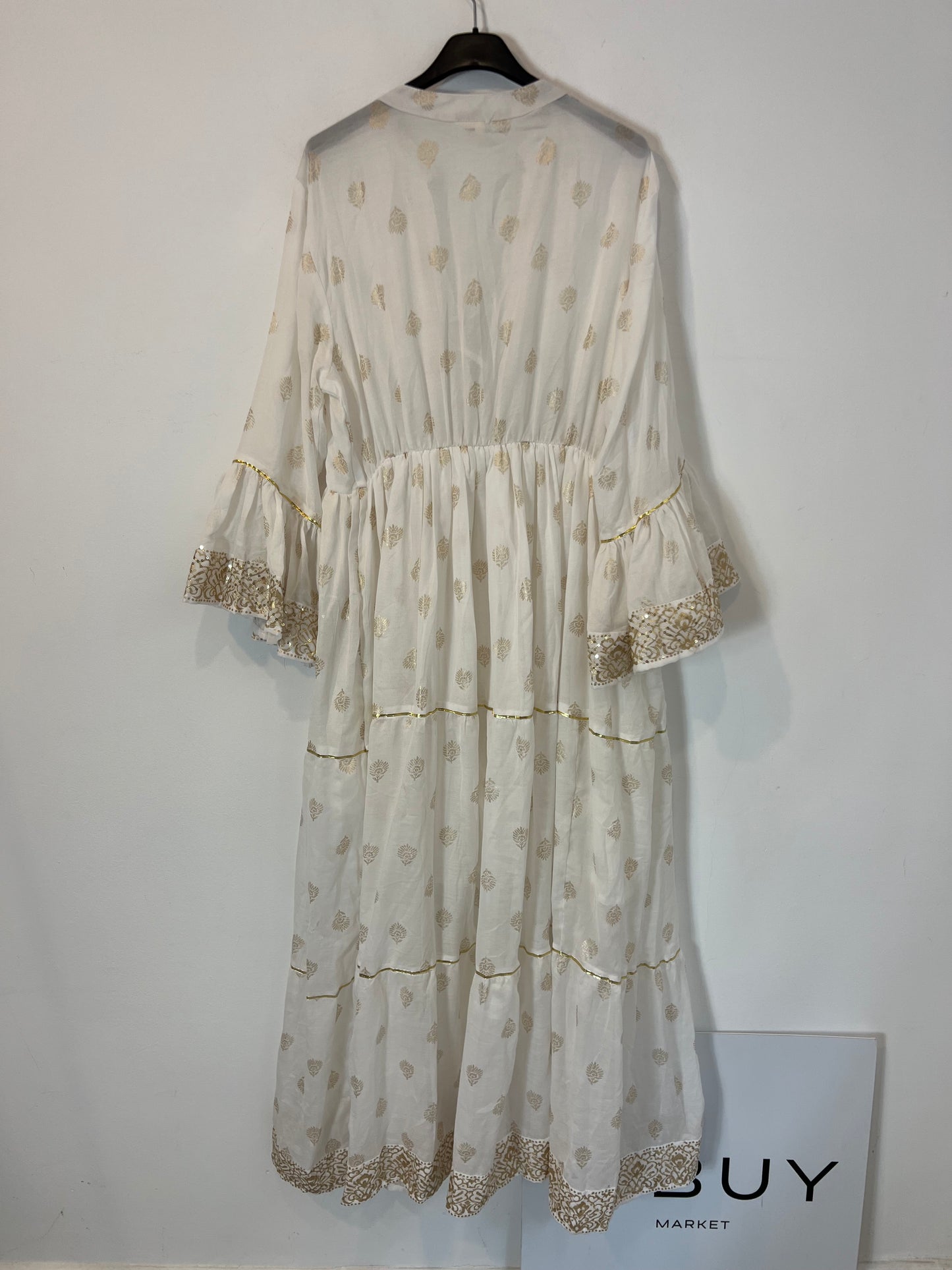 SIYA MADRID. Vestido blanco abalorios T.u(M)