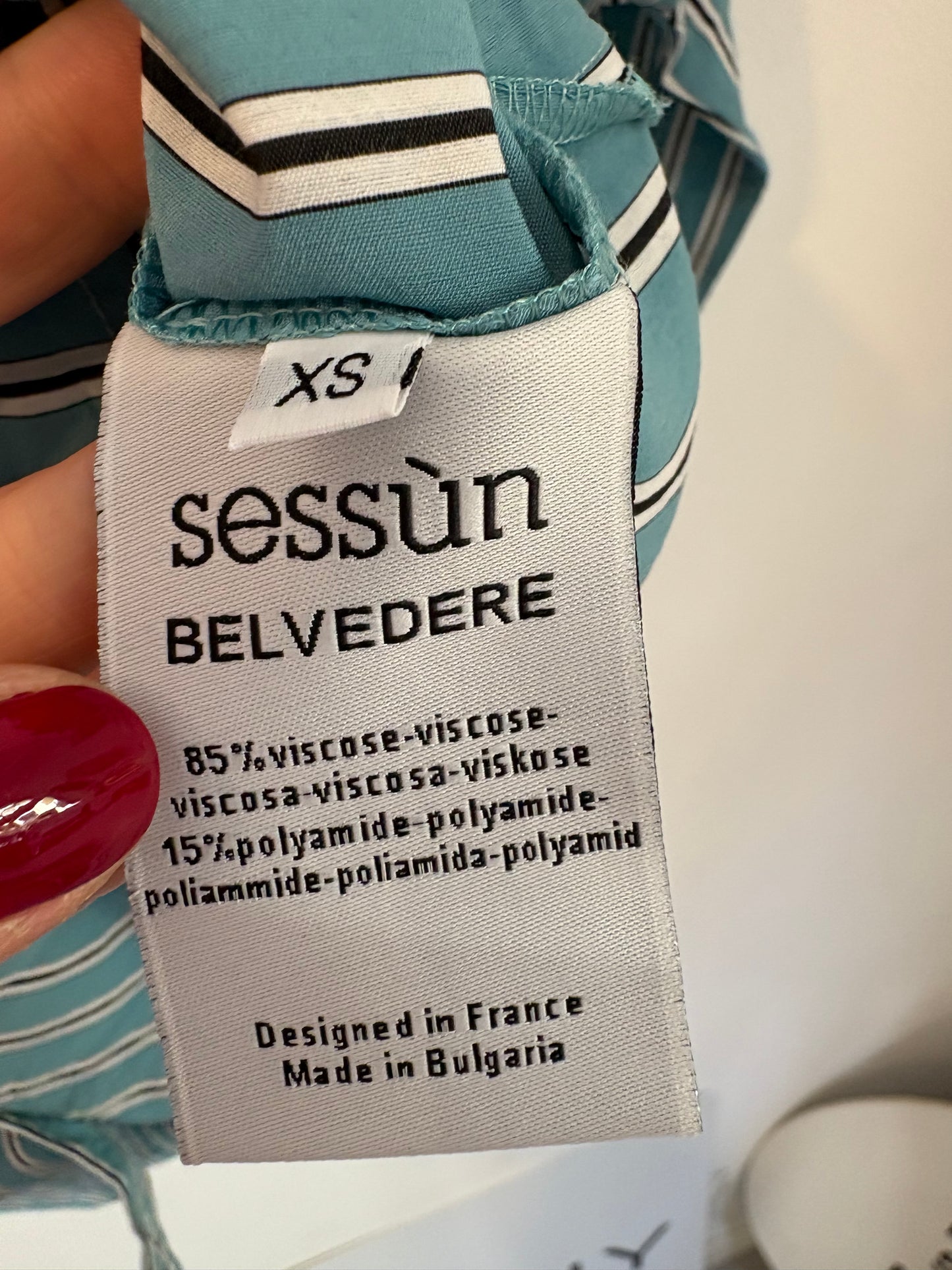 SESSÚN. Camisa azul turquesa rayas