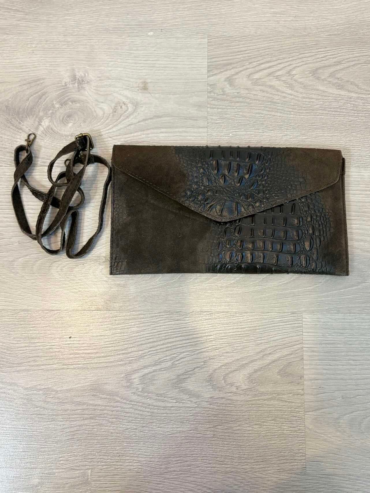 Bolso/ cartera de mano piel marrón