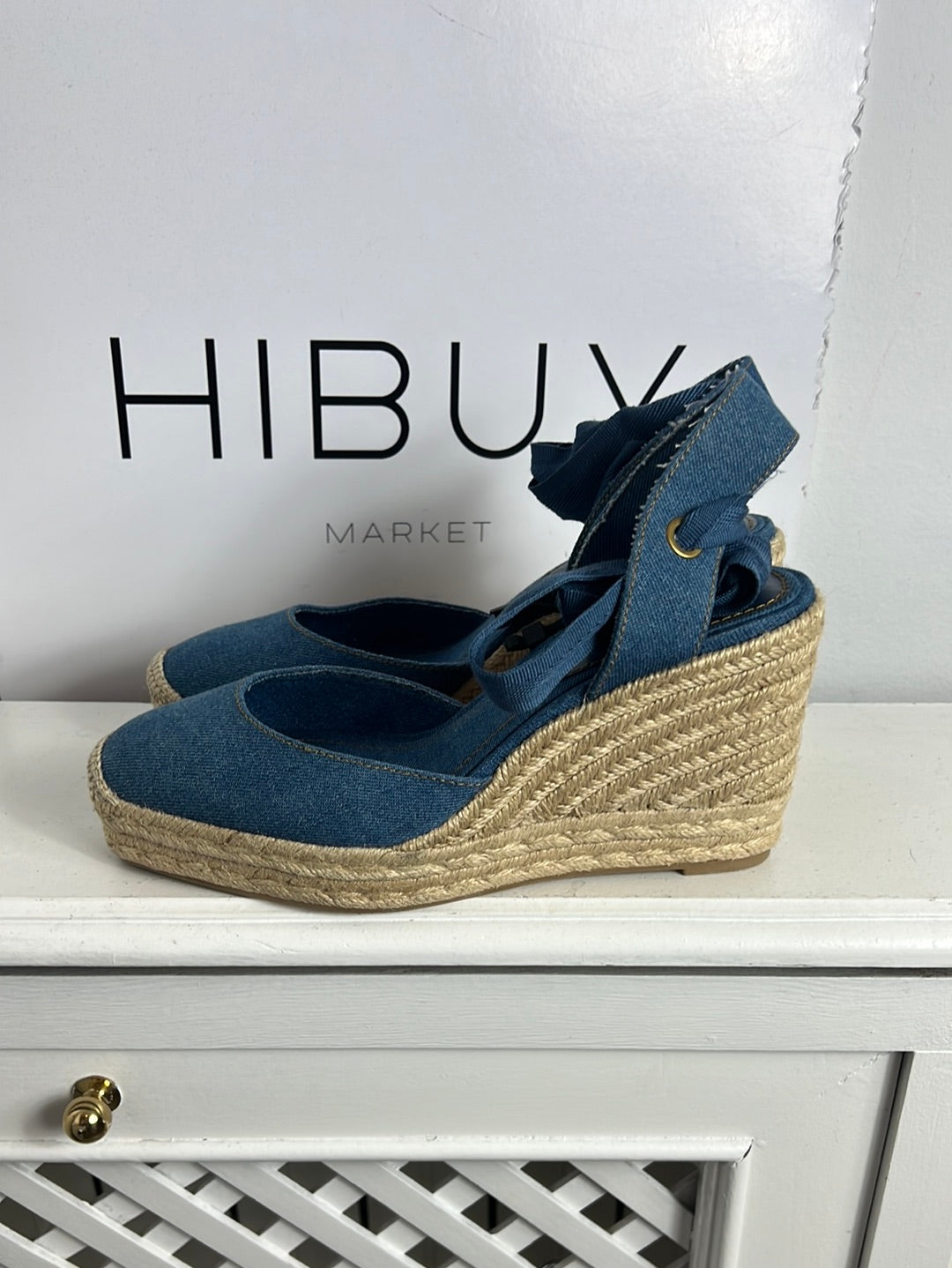 ZARA. Denim wedges. Size 40