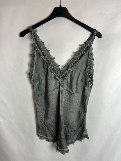 OTRAS. Top lencero gris. T S
