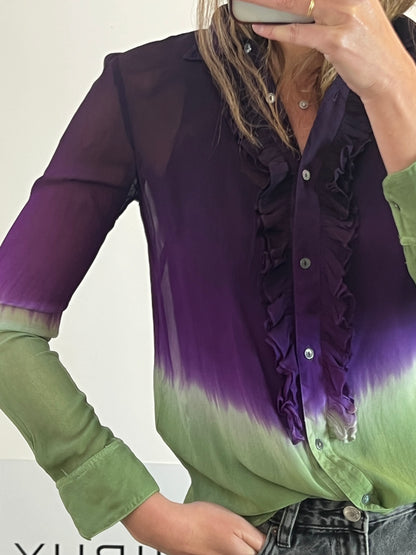 ATTIC AND BARN. Two-tone viscose blouse. T 42 (M)