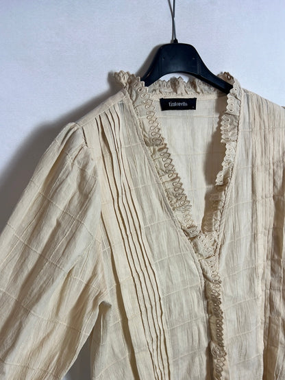 TINTORETTO. Blusa beige volante T.s