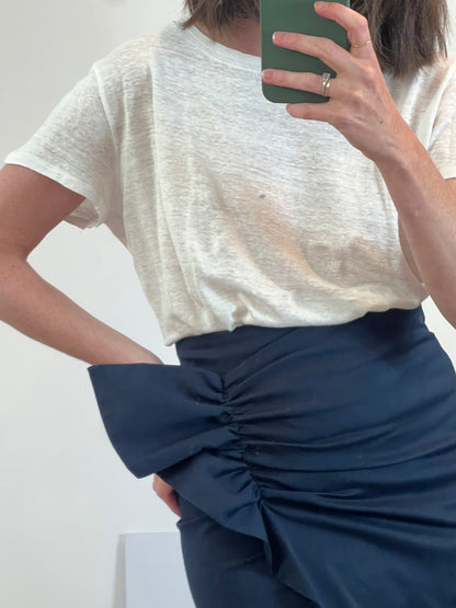 SILVIA TCHERASSI. Falda midi azul volante. T S