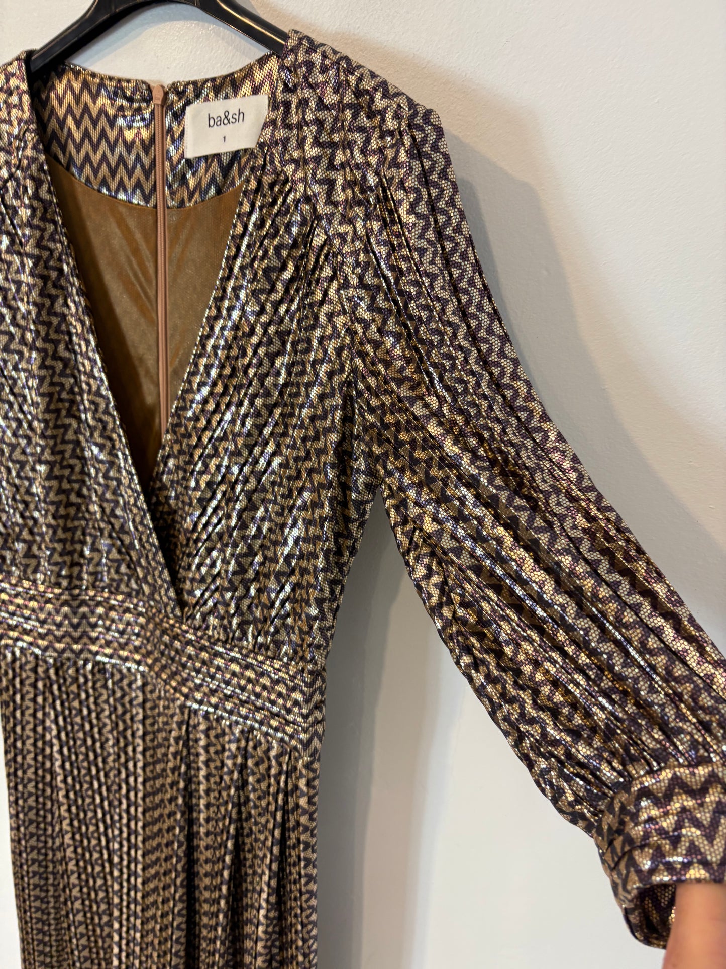 BA&SH. Vestido largo plisado fiesta