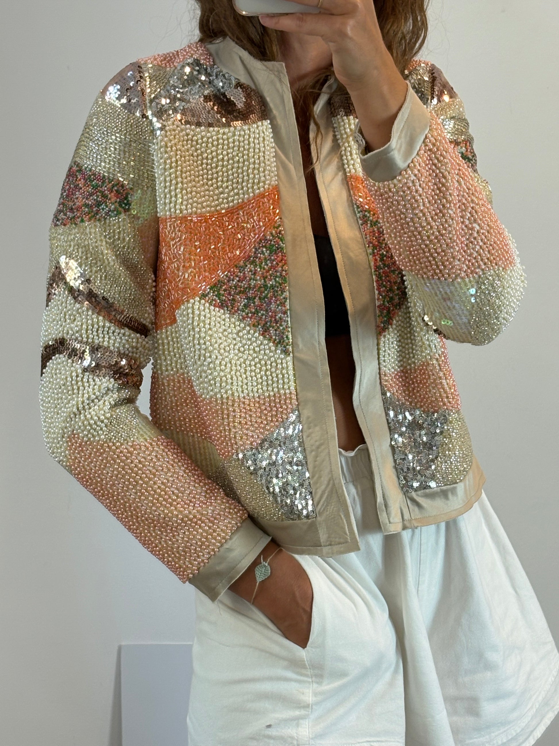ZARA. Coral beaded jacket. TS – Hibuy market