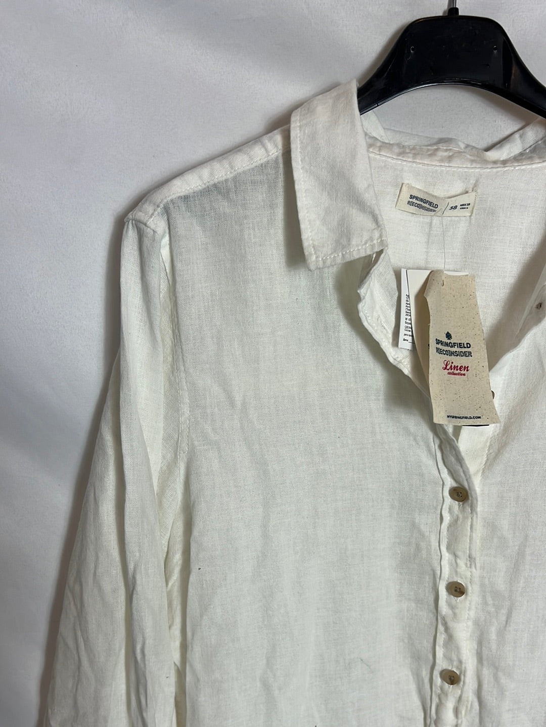 Camisa Lino blanco roto. T 38