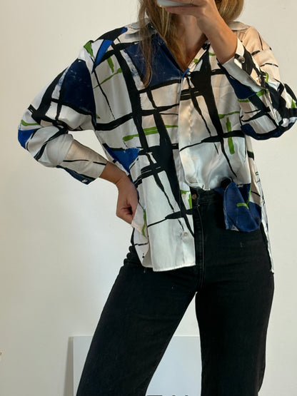 ZARA. Camisa fluida estampado geométrico