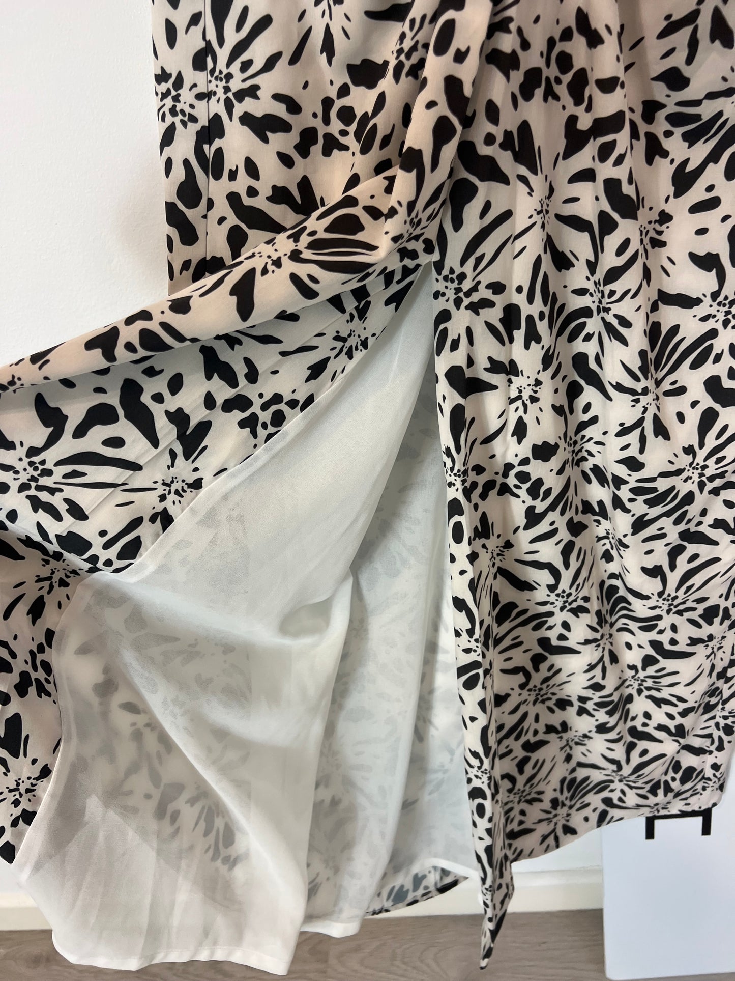 CHERUBINA. Long printed dress with gathered trim. TM