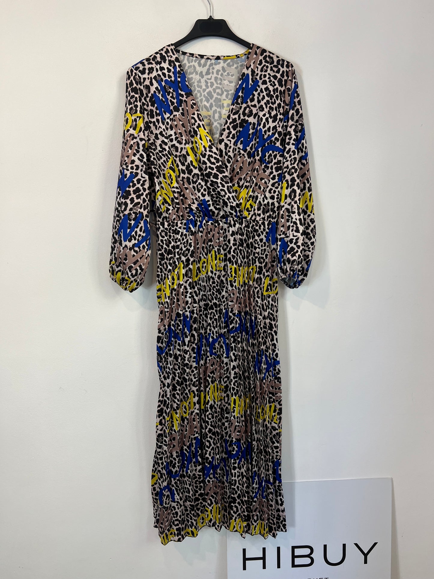OTRAS. Vestido largo plisado animal print TU(S)