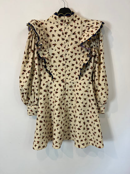 CELIA. Beige corduroy floral Ts dress